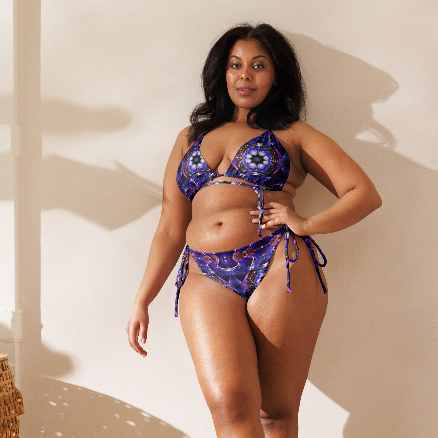 All - over print recycled string bikini Blue Bikini, Floral Bikini, Cute Summer Bikini - PratSN