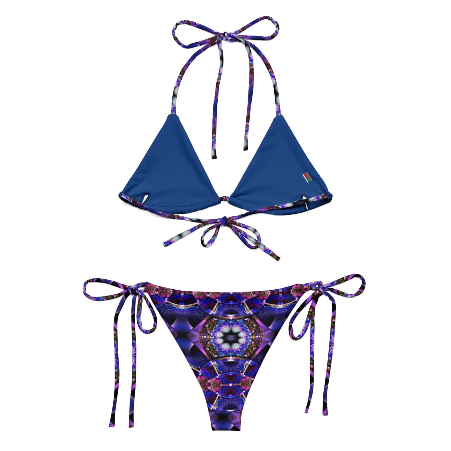 All - over print recycled string bikini Blue Bikini, Floral Bikini, Cute Summer Bikini - PratSN