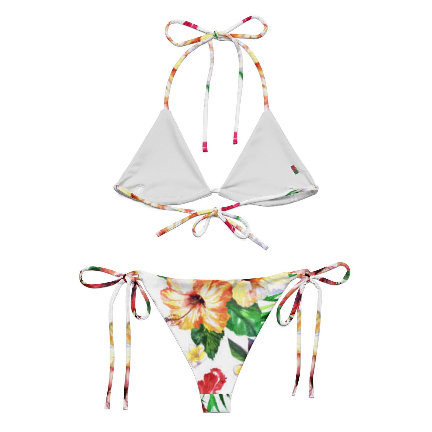 All - over print recycled string bikini, floral bathing suits, Swimming Suits. Women's Swimwear - PratSN