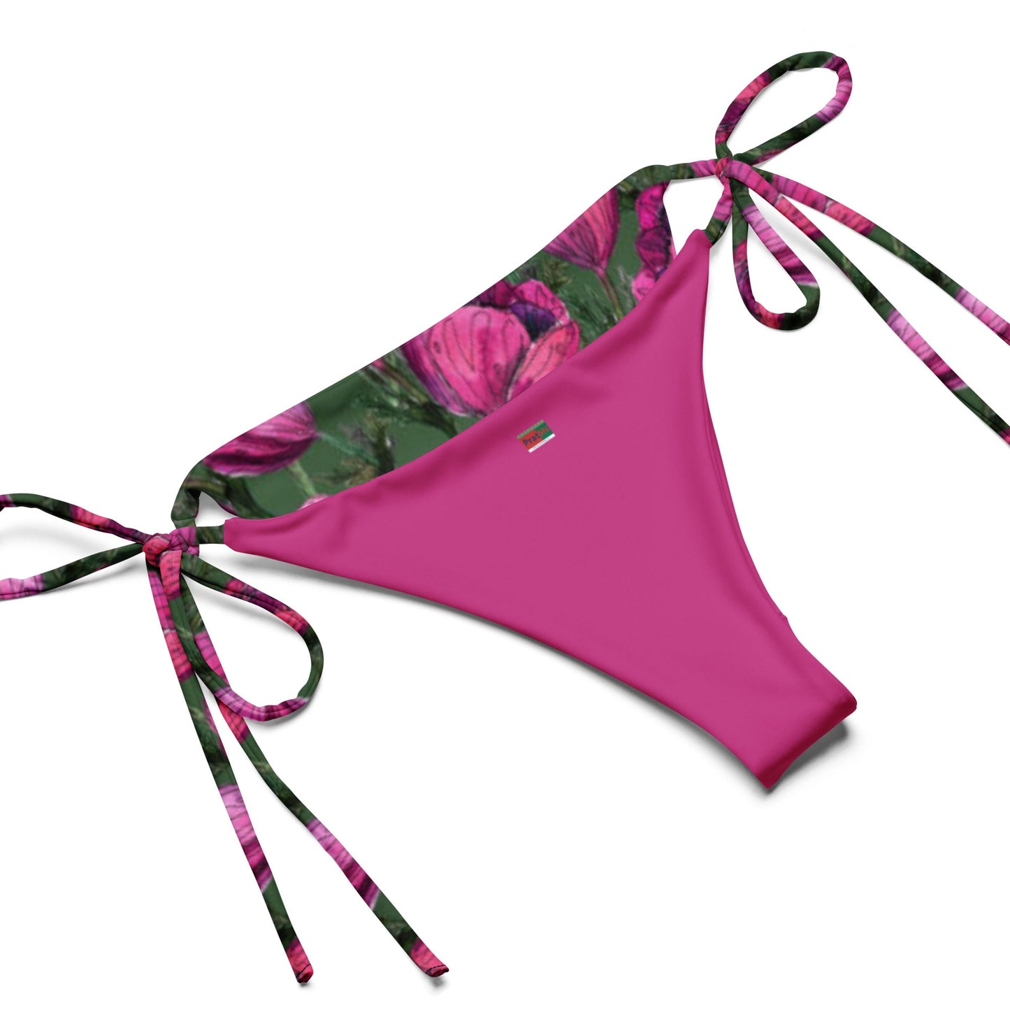 All - over print recycled string bikini, Green Pink Swimwear, Floral bathing suits, Swimming Suits. Women's Swimwear - PratSN