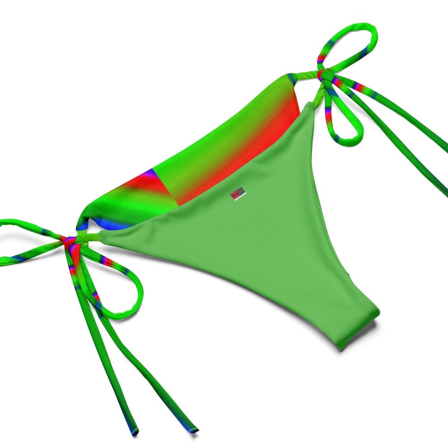 All - over print recycled string bikini Lime green Blue Bikini - PratSN