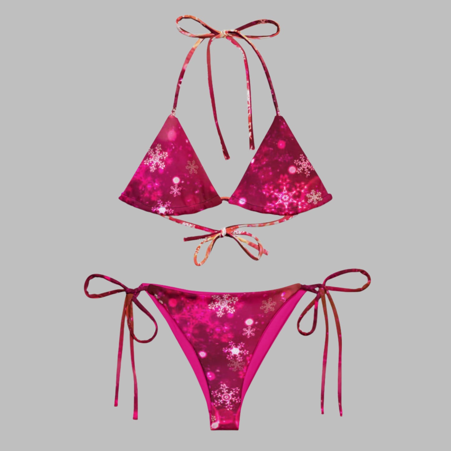 All - over print recycled string bikini, Pink Outfit bathing suits, Swimming Suits. Women's Swimwear - PratSN