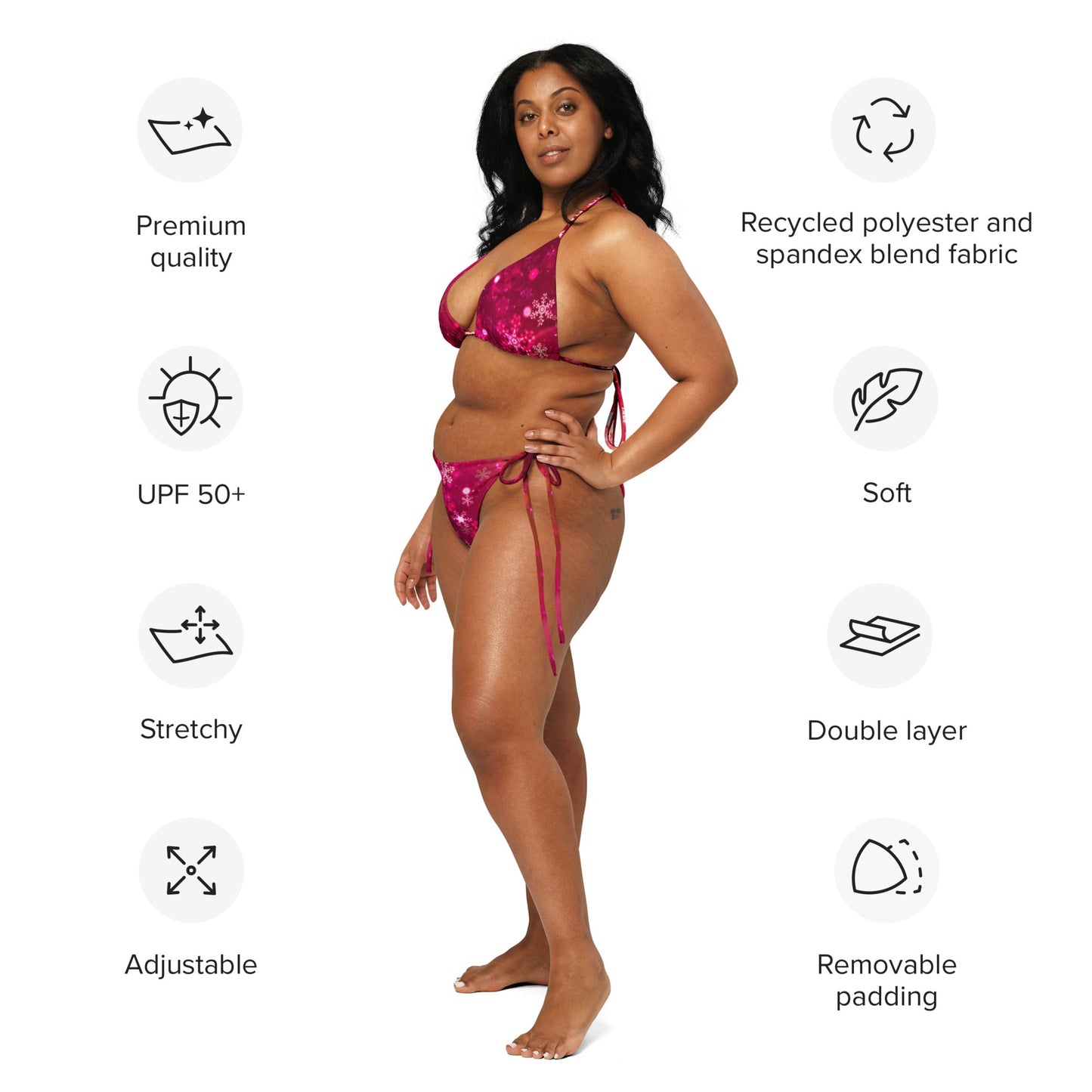 All - over print recycled string bikini, Pink Outfit bathing suits, Swimming Suits. Women's Swimwear - PratSN