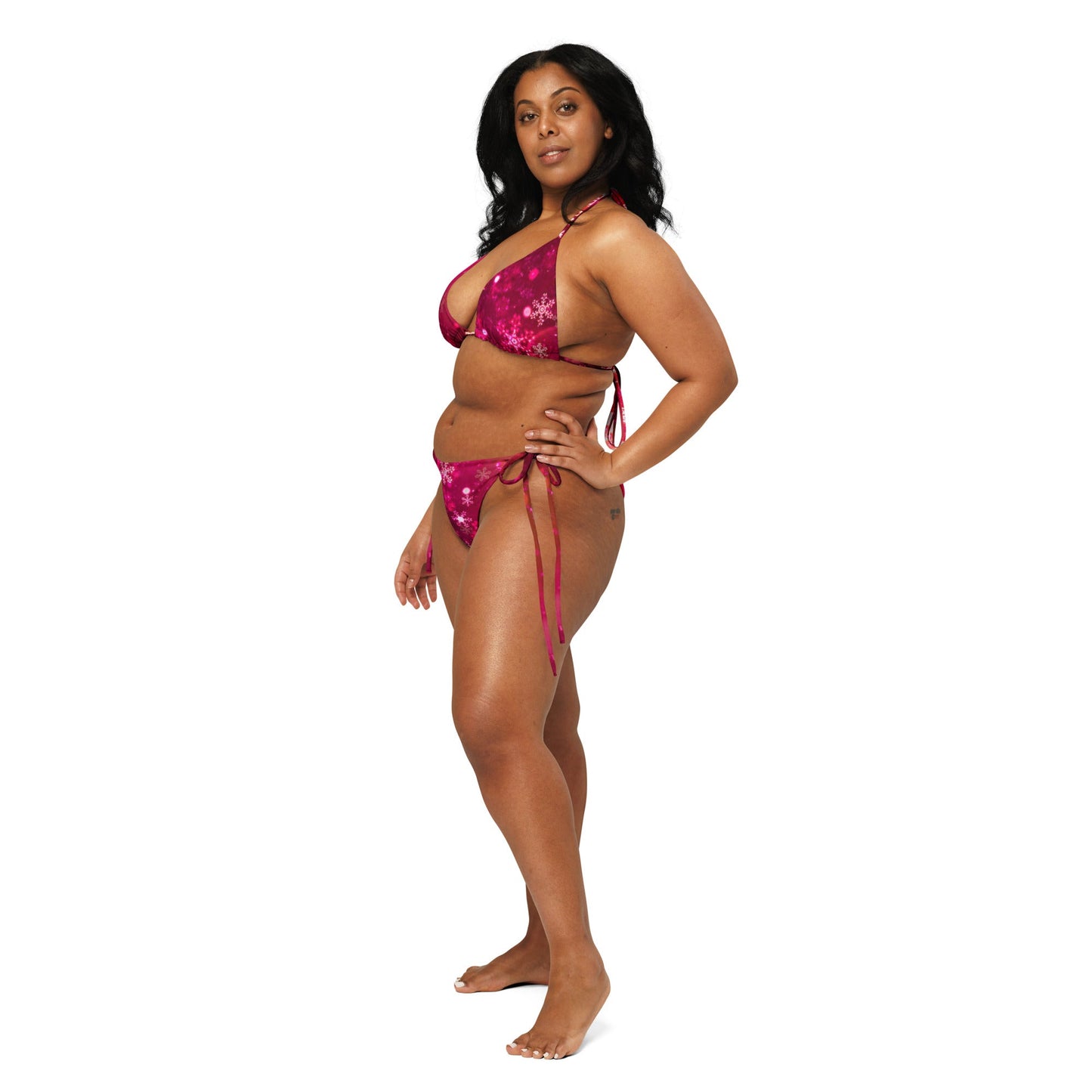 All - over print recycled string bikini, Pink Outfit bathing suits, Swimming Suits. Women's Swimwear - PratSN