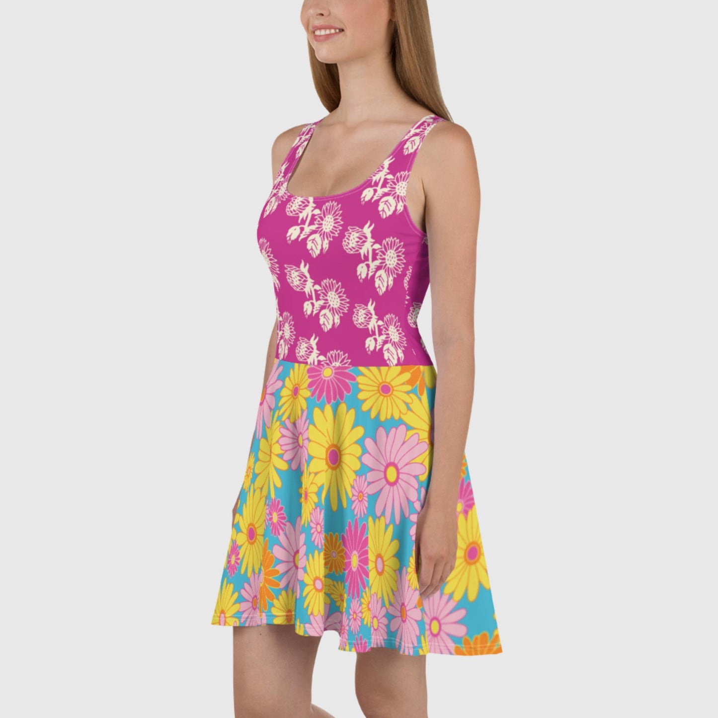 Women's Skater Dress, Blooming pattern skater dress