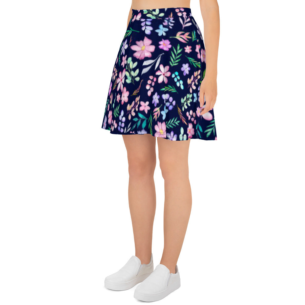 Cut & Sew Skater Skirt with Blooming Pattern - Wardrobe Essential