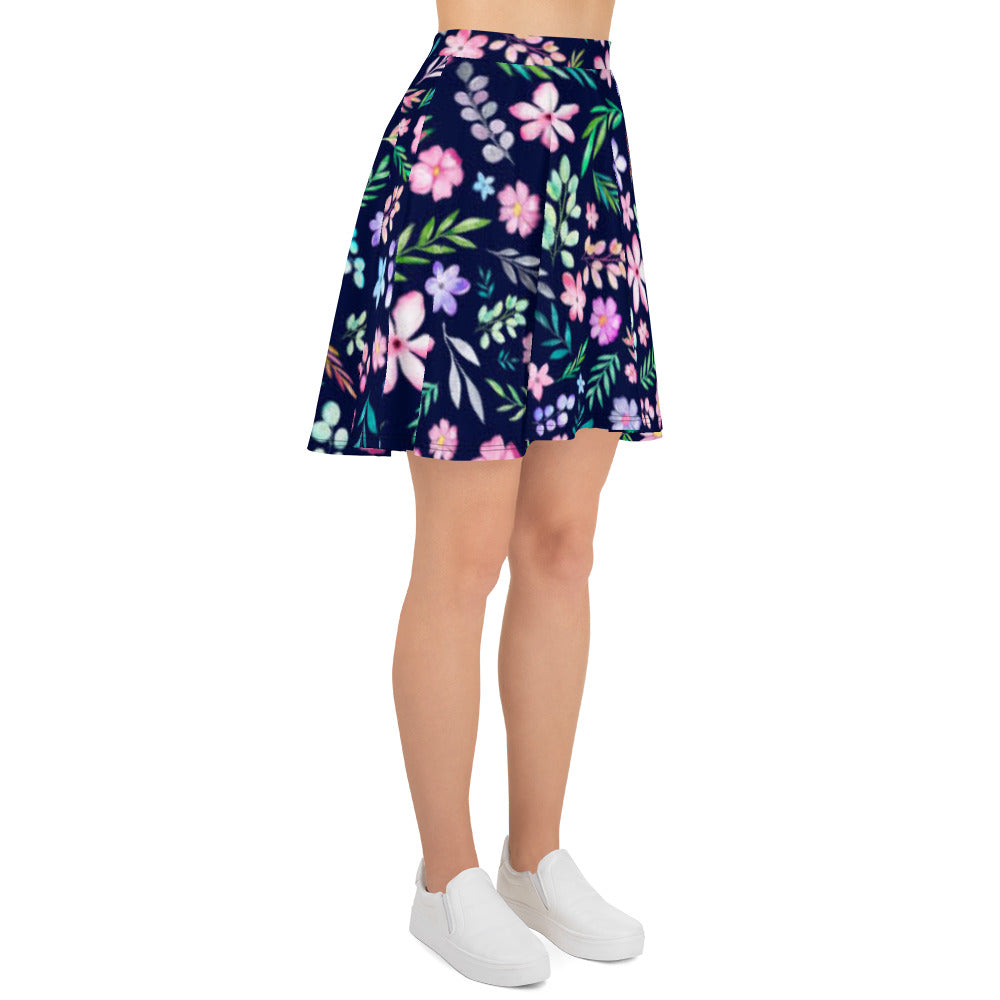 Cut & Sew Skater Skirt with Blooming Pattern - Wardrobe Essential