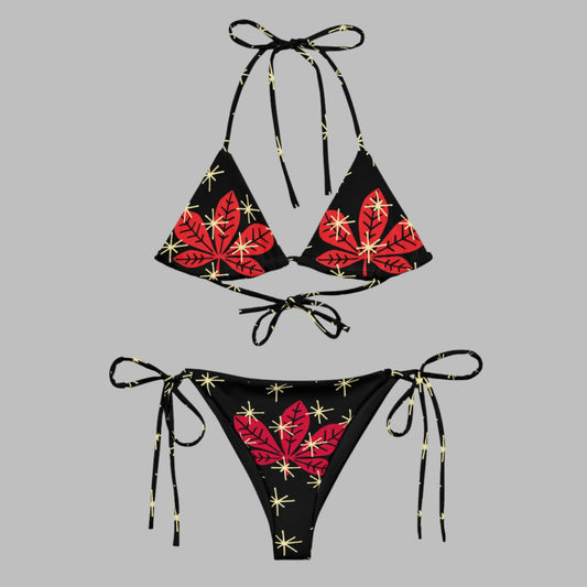 All - over print string bikini, Floral Bikini, Cute Summer Bikini - PratSN