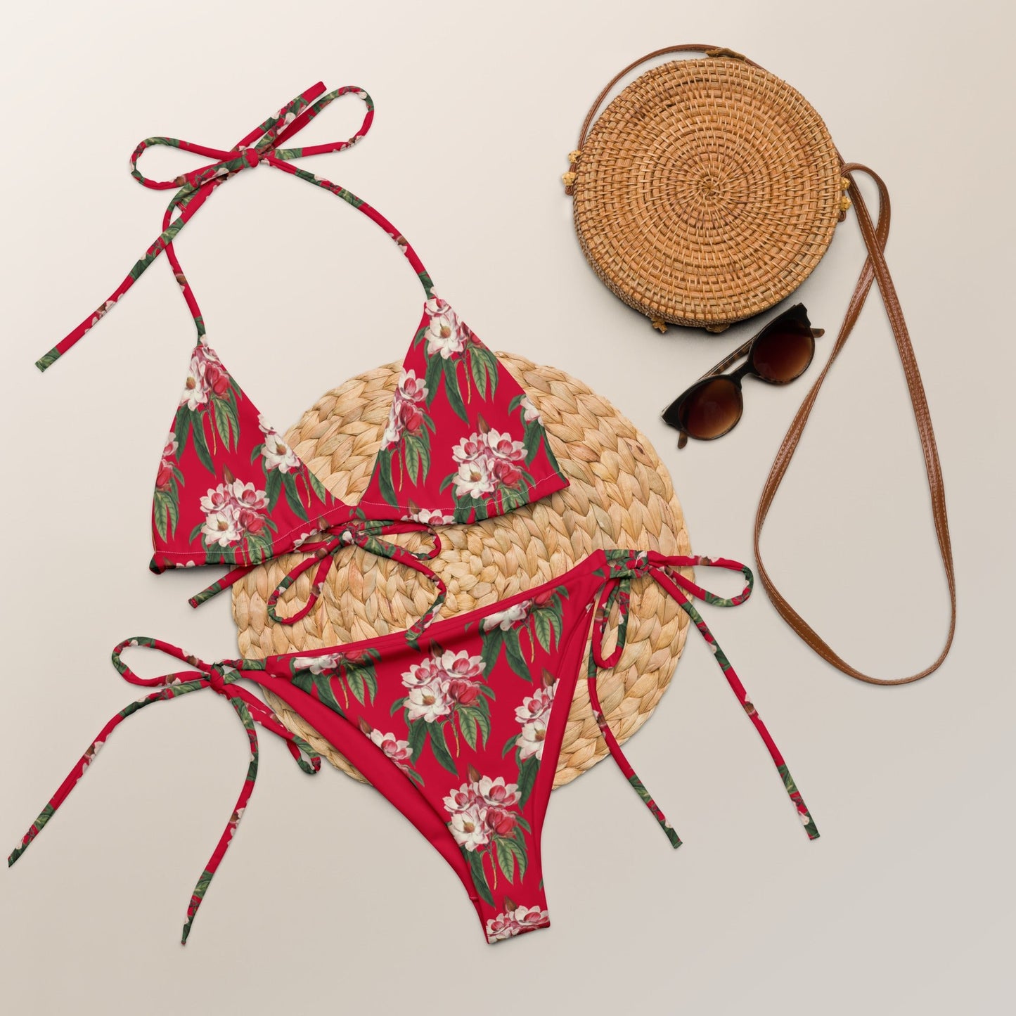 All - over print string bikini, Floral Bikini, Cute Summer Bikini - PratSN
