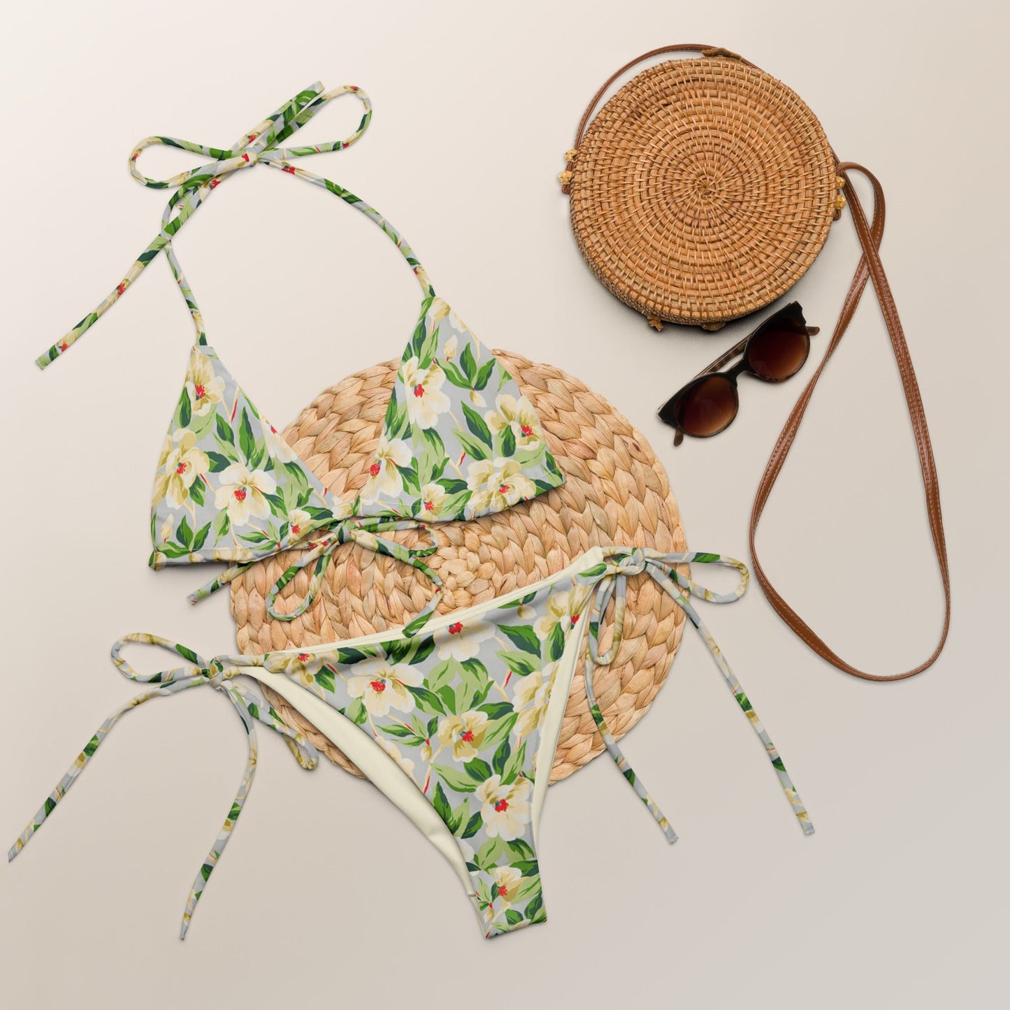 All - over print string bikini, Floral Bikini, Cute Summer Bikini - PratSN