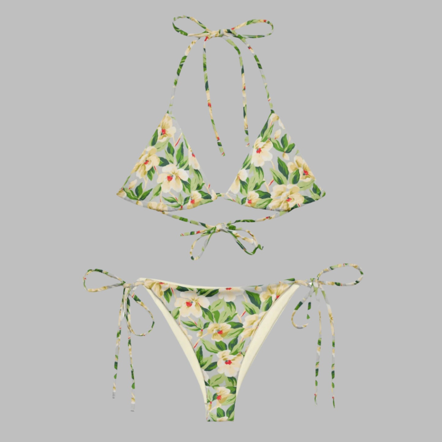 All - over print string bikini, Floral Bikini, Cute Summer Bikini - PratSN