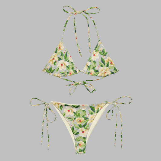 All - over print string bikini, Floral Bikini, Cute Summer Bikini - PratSN