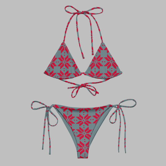 All - over print string bikini, Floral Bikini, Cute Summer Bikini - PratSN