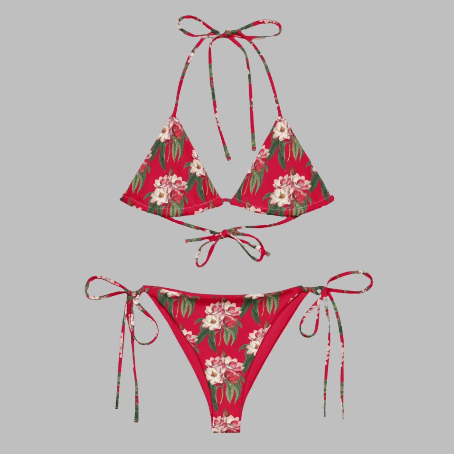 All - over print string bikini, Floral Bikini, Cute Summer Bikini - PratSN