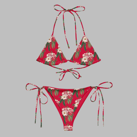 All - over print string bikini, Floral Bikini, Cute Summer Bikini - PratSN