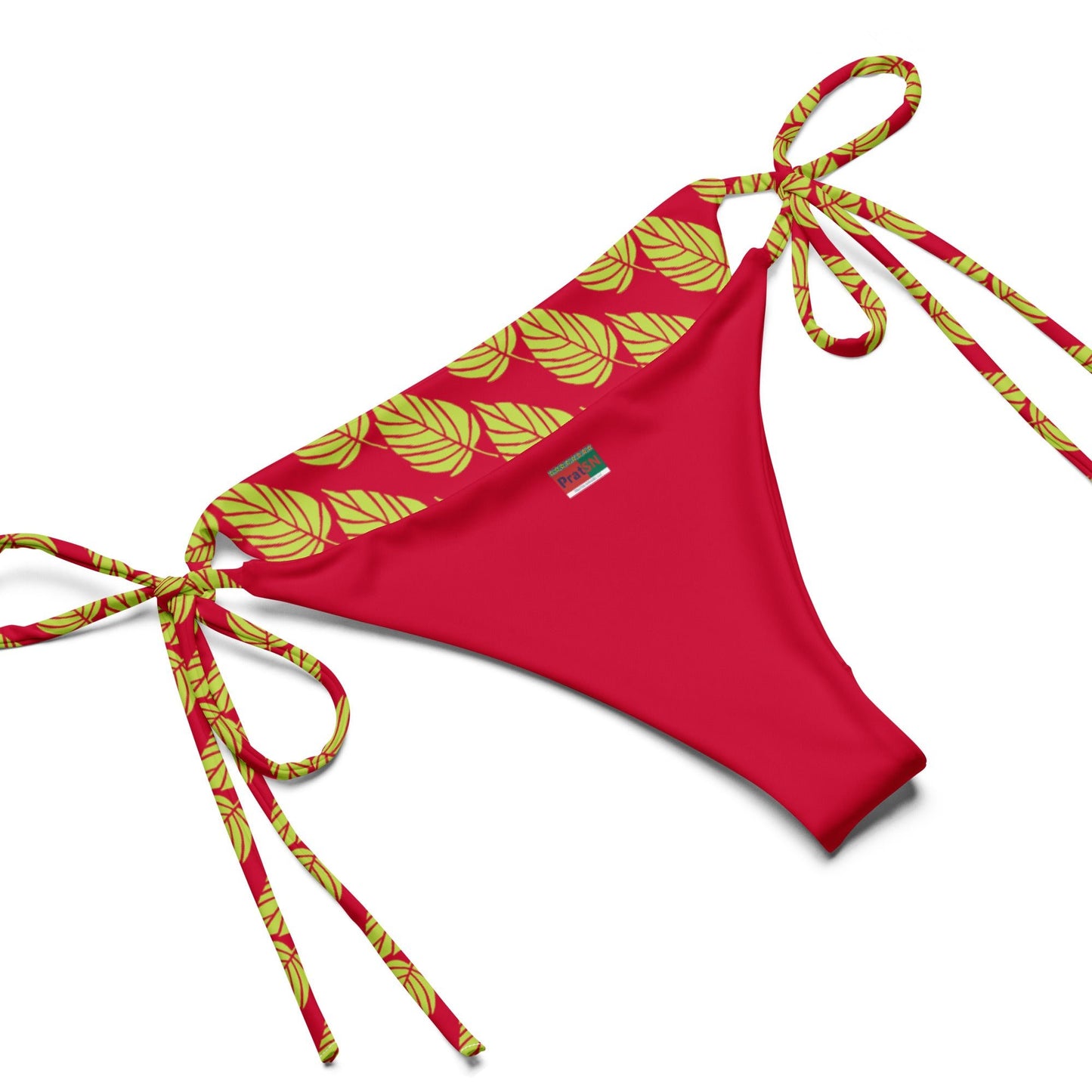 All - over print string bikini, Red green bikini, leaf pattern summer bikini - PratSN