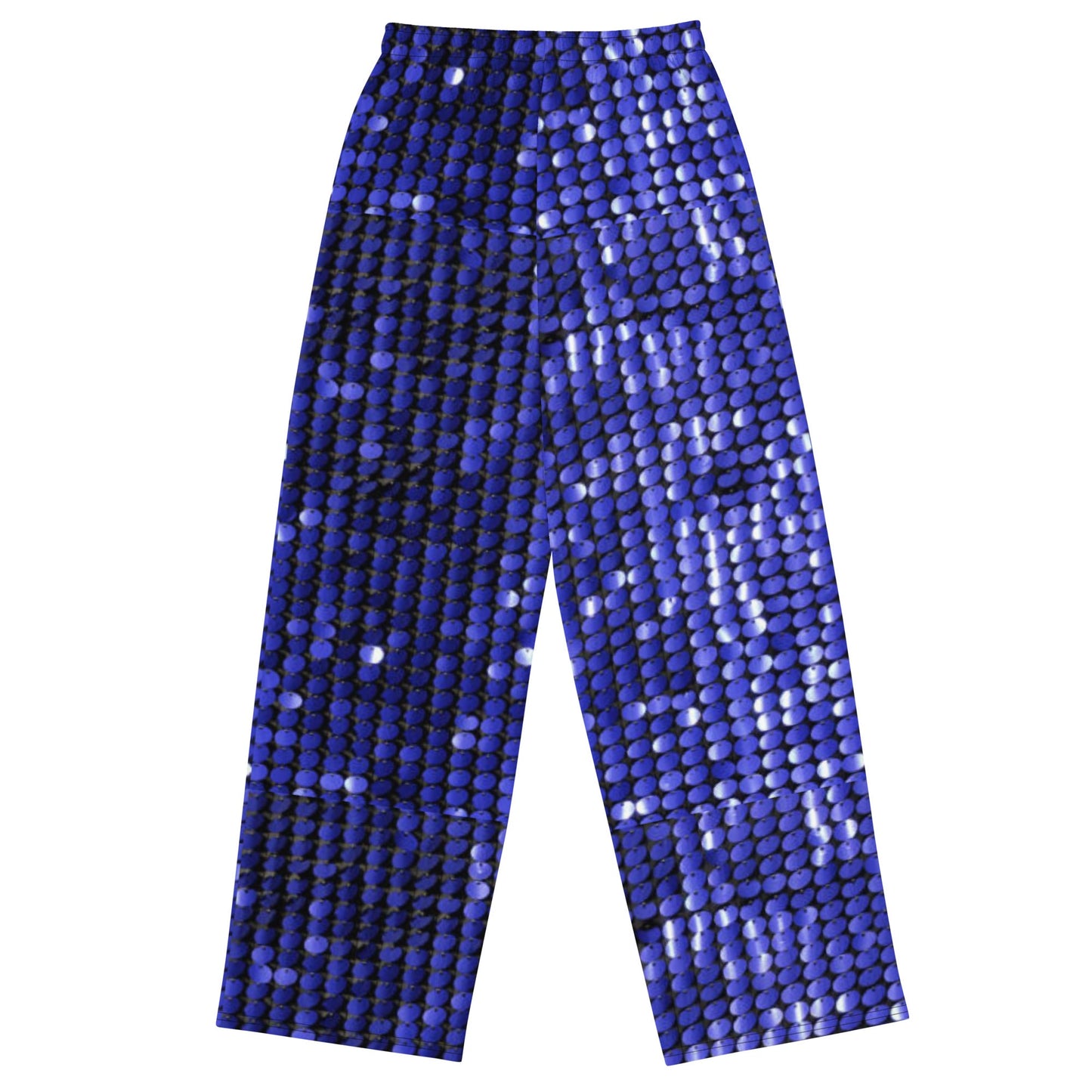 All - over print unisex wide - leg pants, Blue Rhinestone Print wide - leg pants, Comfortable wide - leg pants - PratSN