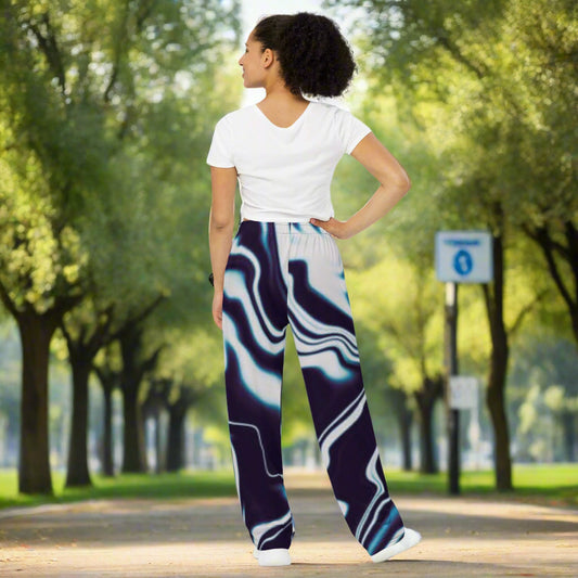 Unisex wide-leg pants-Liquid pattern Loose Fit Trousers
