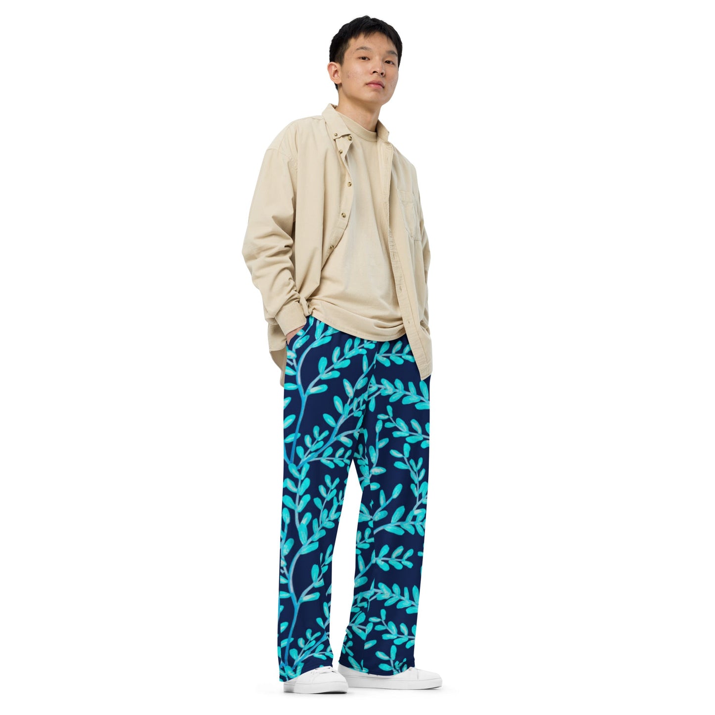 All - over print unisex wide - leg pants, Women's Floral Pants - PratSN