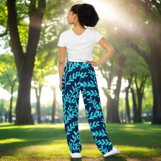 All - over print unisex wide - leg pants, Women's Floral Pants - PratSN