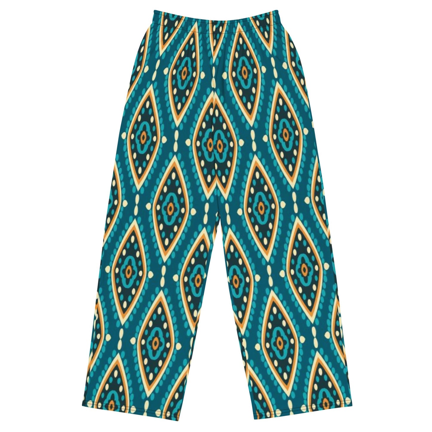 All - over print unisex wide - leg pants, Women's Geometric pattern wide leg pants Women's wide - leg pant, Comfortable - PratSN