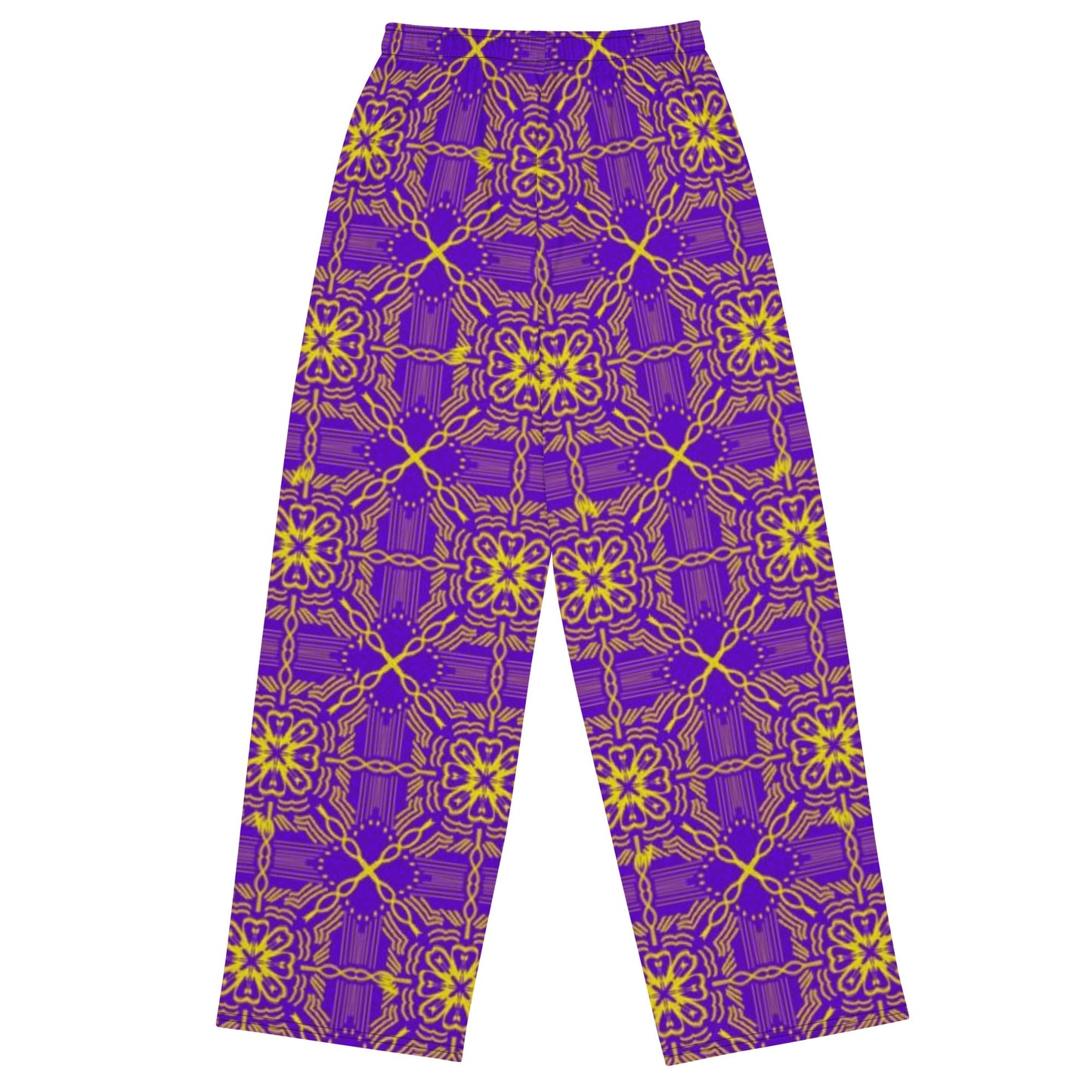 All - over print unisex wide - leg pants, Women's Purple wide leg pants, Comfortable wide - leg pants - PratSN