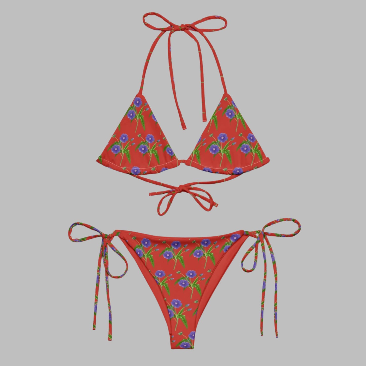 All - over print Women's string bikini, Harley Davidson Purple Flower Swimsuit, Swimwear, Cute Summer Bikini - PratSN