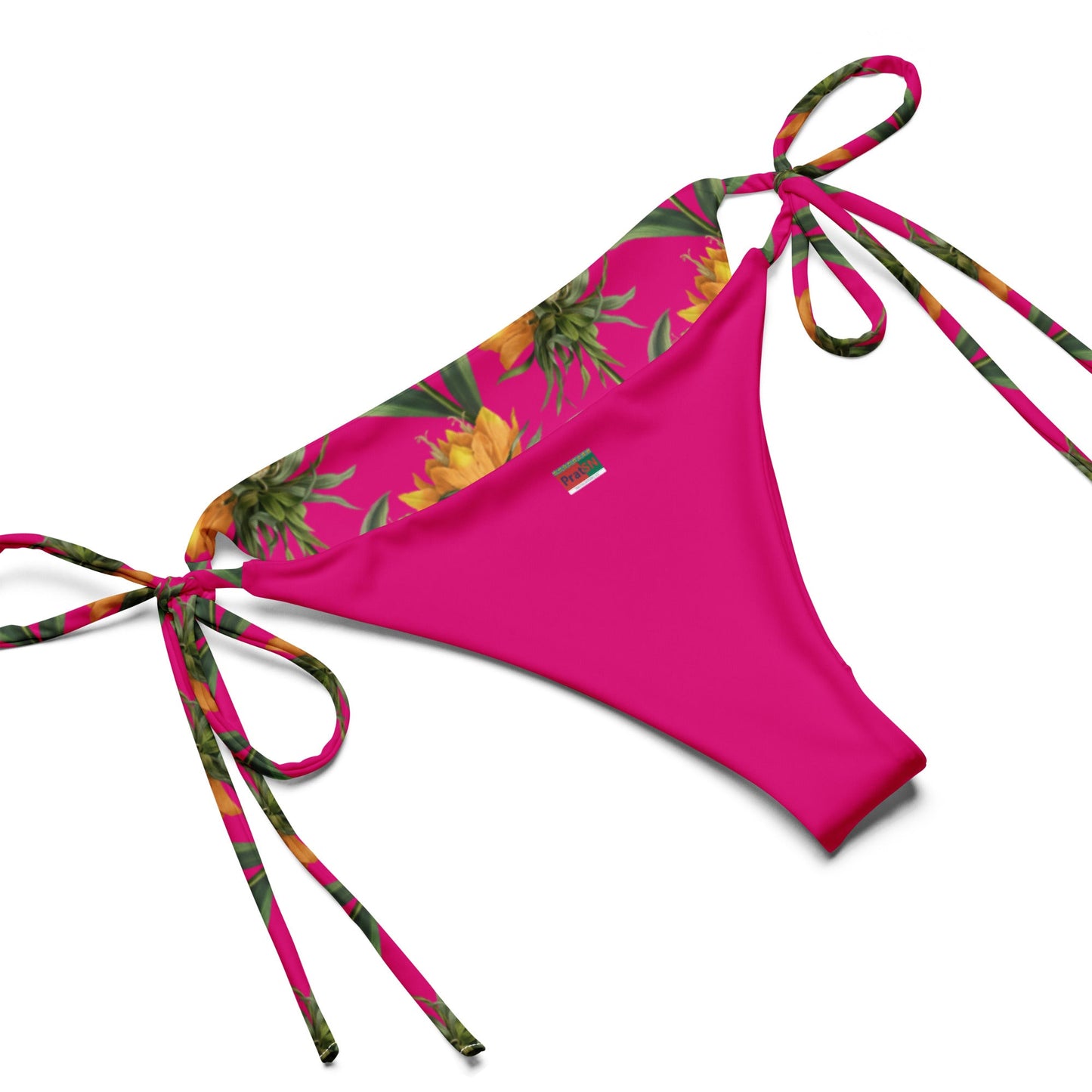 All - over print Women's string bikini,ear, White Pink Floral Bikini, Cute Summer Bikini - PratSN