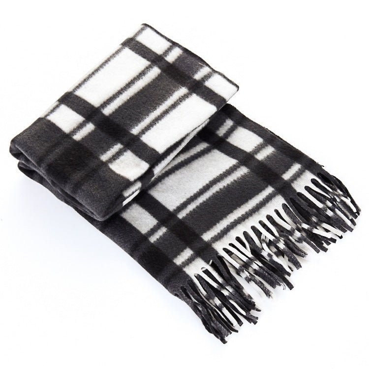 Autumn And Winter Black And White Plaid Plus - sized Thickening Thermal Men's And Women's Scarf - PratSN