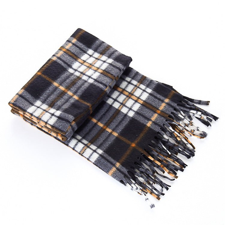 Autumn And Winter Black And White Plaid Plus - sized Thickening Thermal Men's And Women's Scarf - PratSN