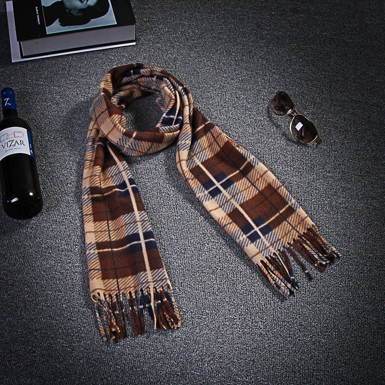 Autumn And Winter Black And White Plaid Plus - sized Thickening Thermal Men's And Women's Scarf - PratSN