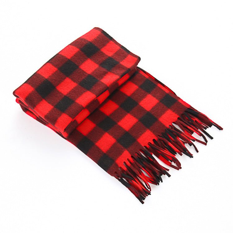 Autumn And Winter Black And White Plaid Plus - sized Thickening Thermal Men's And Women's Scarf - PratSN