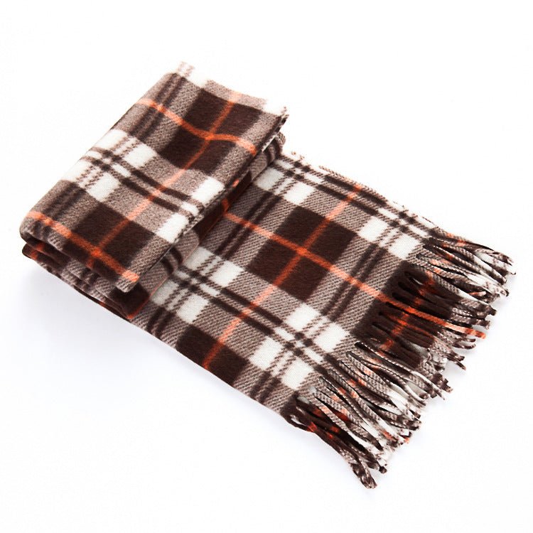 Autumn And Winter Black And White Plaid Plus - sized Thickening Thermal Men's And Women's Scarf - PratSN