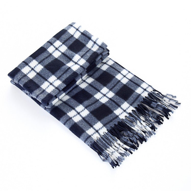 Autumn And Winter Black And White Plaid Plus - sized Thickening Thermal Men's And Women's Scarf - PratSN