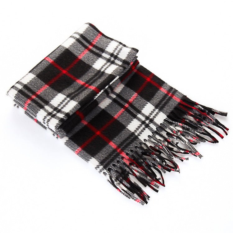 Autumn And Winter Black And White Plaid Plus - sized Thickening Thermal Men's And Women's Scarf - PratSN