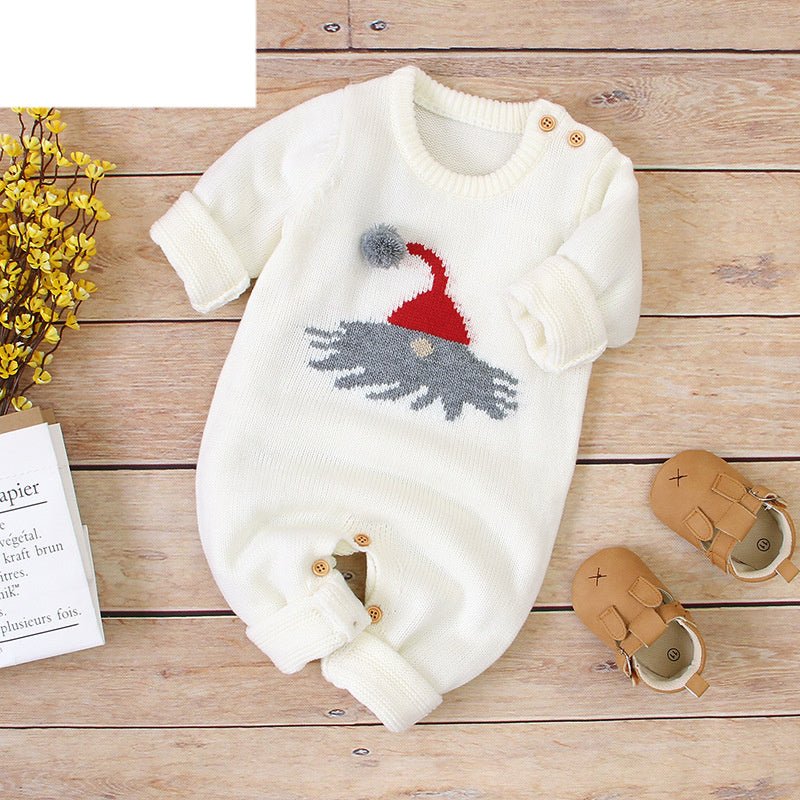 Autumn and winter boys and girls cartoon Christmas elk baby romper - PratSN