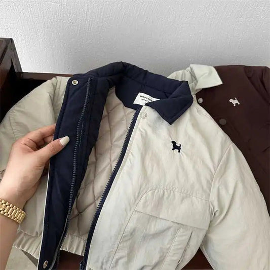 Autumn and Winter Children's Jacket New Boys' and Girls' Cotton Jacket Cartoon Baseball Jacket Thick Collar Coat - PratSN