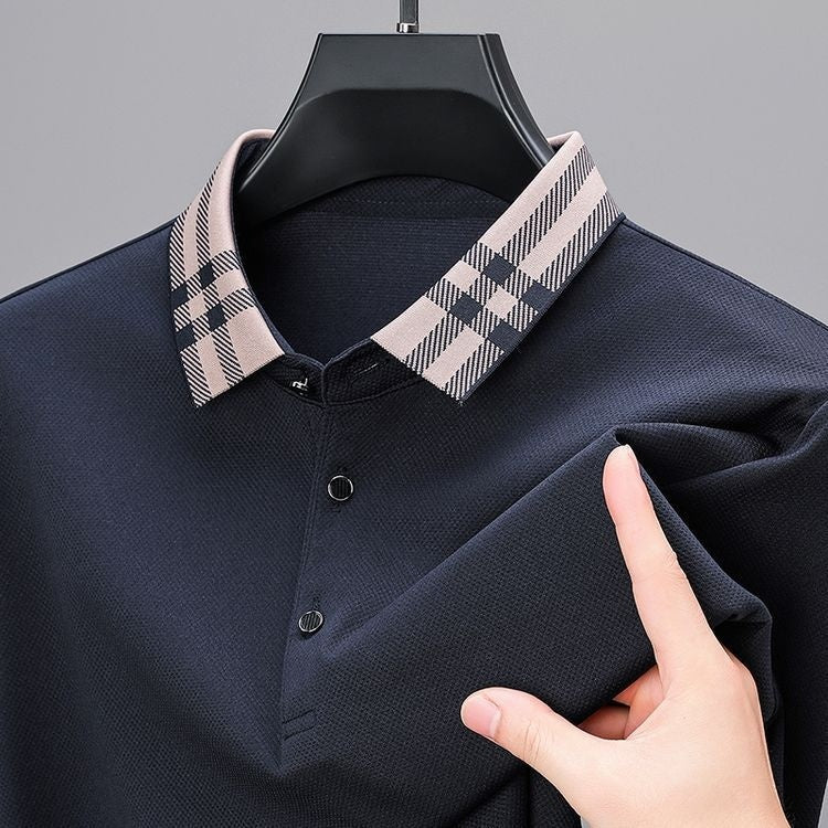 Autumn And Winter New Men's Fleece T-shirt Lapel Loose, Simple And All - matching - PratSN