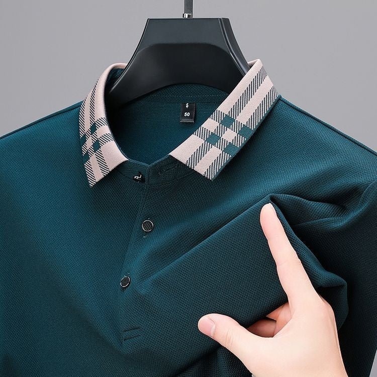 Autumn And Winter New Men's Fleece T-shirt Lapel Loose, Simple And All - matching - PratSN