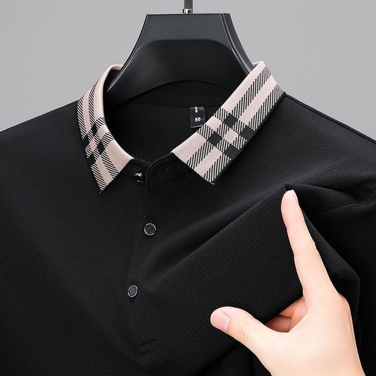 Autumn And Winter New Men's Fleece T-shirt Lapel Loose, Simple And All - matching - PratSN