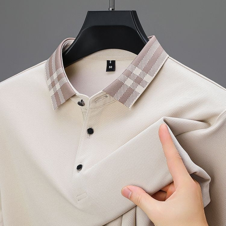 Autumn And Winter New Men's Fleece T-shirt Lapel Loose, Simple And All - matching - PratSN