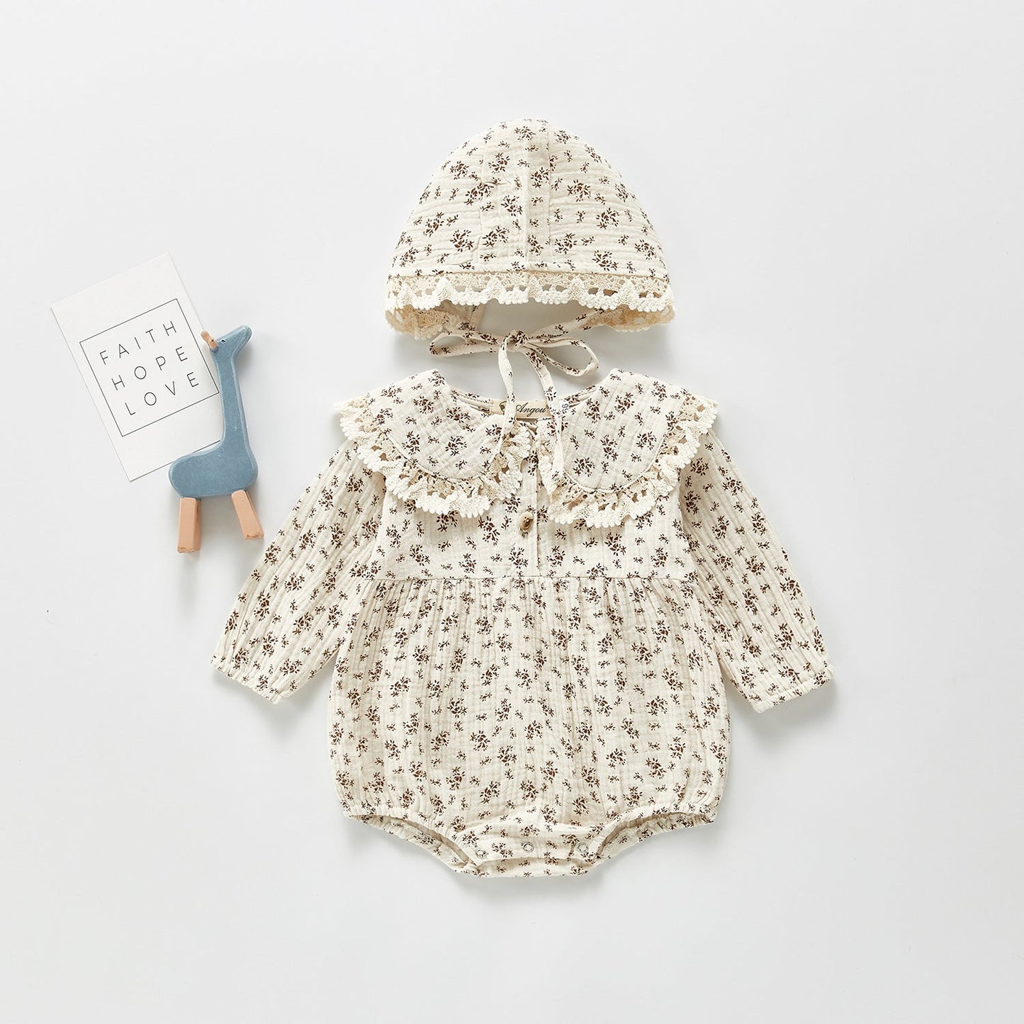 Autumn Baby Clothing Toddler Girls Bodysuits Big Collar Baby Girl Floral Suit Infant One Piece - PratSN