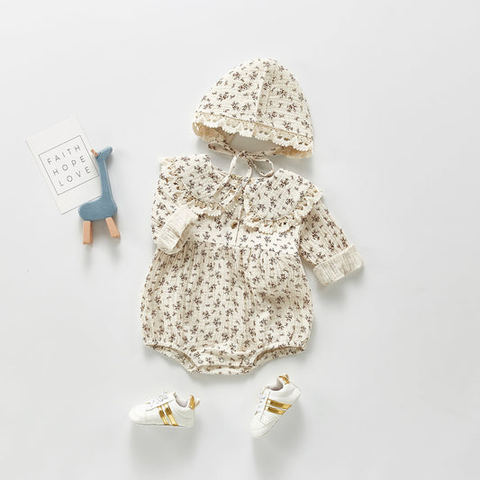 Autumn Baby Clothing Toddler Girls Bodysuits Big Collar Baby Girl Floral Suit Infant One Piece - PratSN