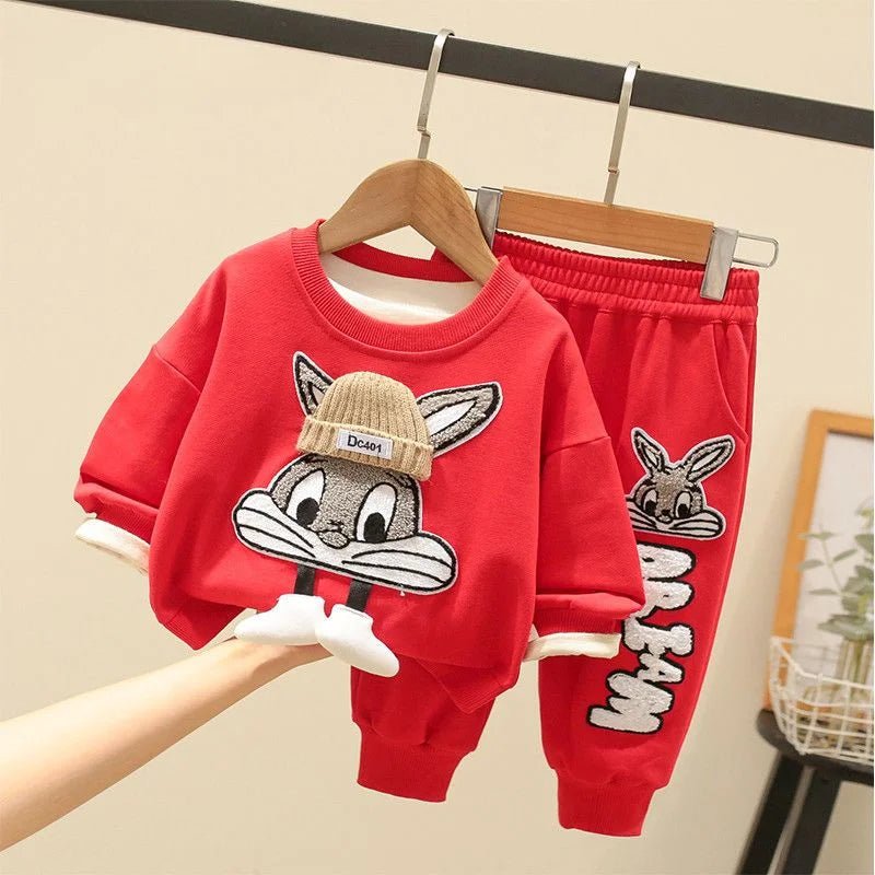 Autumn Kid Boy Clothes Set Cartoon Printed Sweatshirts Pullover Top and Pants Bottom 2pcs Suit Children Girls Outfits Tracksuits - PratSN