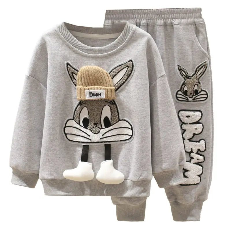 Autumn Kid Boy Clothes Set Cartoon Printed Sweatshirts Pullover Top and Pants Bottom 2pcs Suit Children Girls Outfits Tracksuits - PratSN