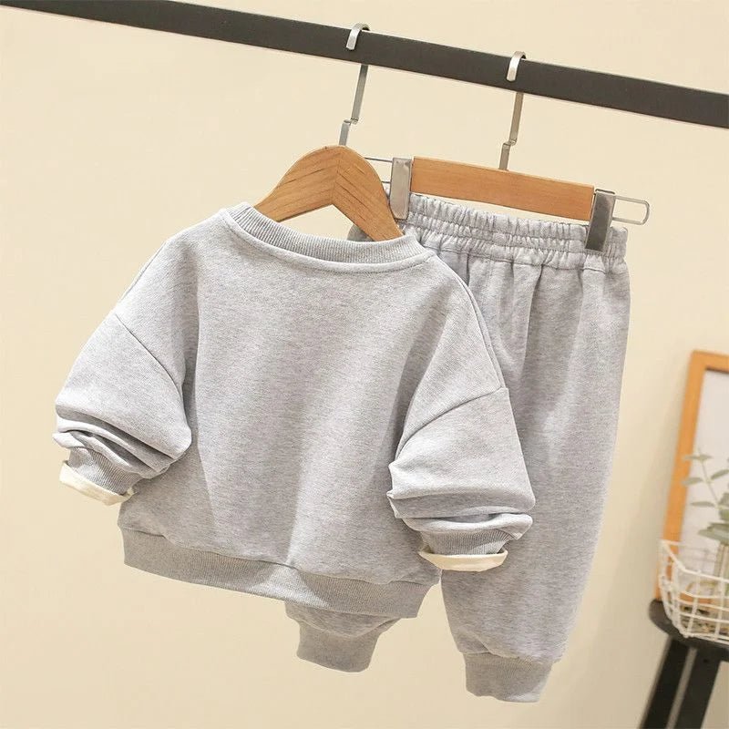Autumn Kid Boy Clothes Set Cartoon Printed Sweatshirts Pullover Top and Pants Bottom 2pcs Suit Children Girls Outfits Tracksuits - PratSN