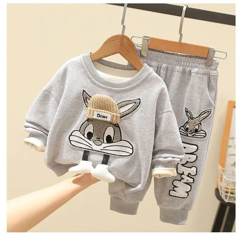 Autumn Kid Boy Clothes Set Cartoon Printed Sweatshirts Pullover Top and Pants Bottom 2pcs Suit Children Girls Outfits Tracksuits - PratSN