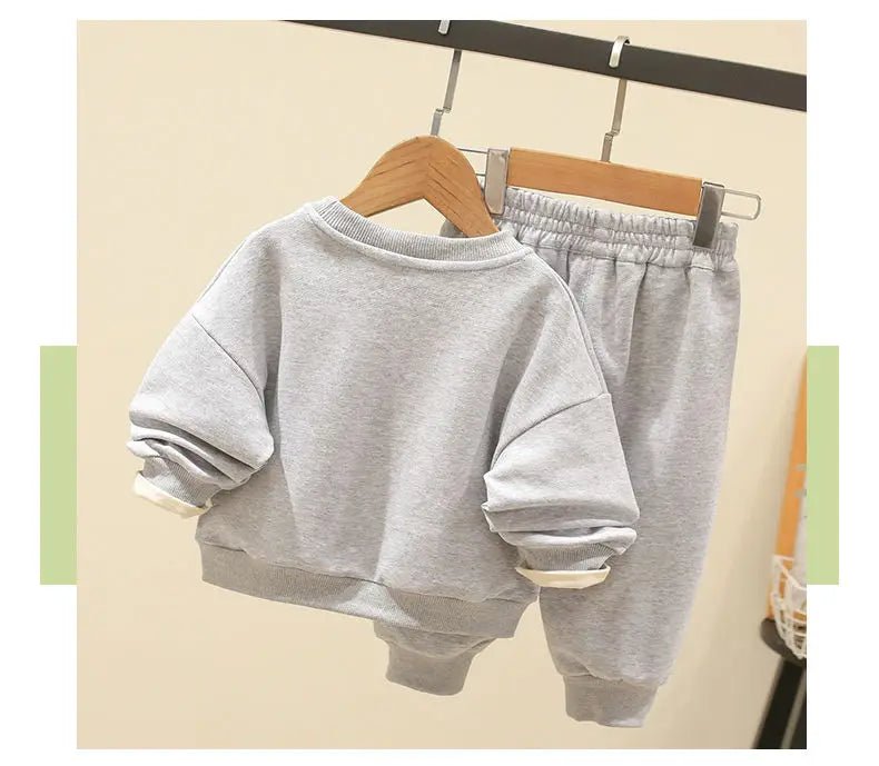 Autumn Kid Boy Clothes Set Cartoon Printed Sweatshirts Pullover Top and Pants Bottom 2pcs Suit Children Girls Outfits Tracksuits - PratSN