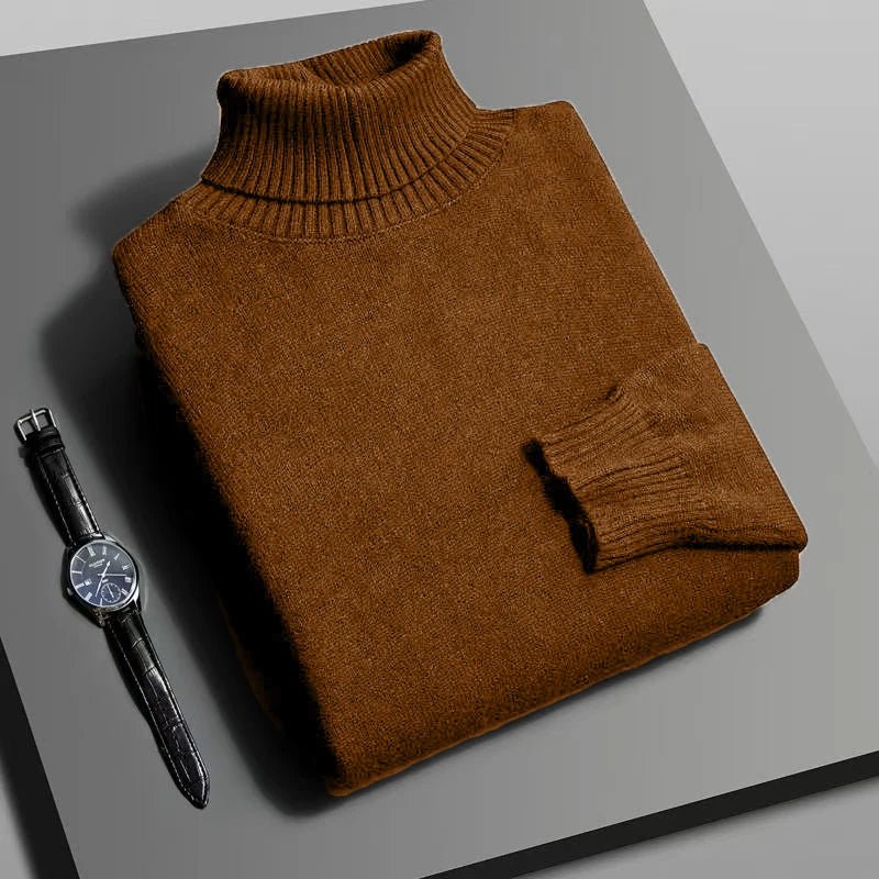 Autumn Mens High Quality Knitted Turtleneck Sweater Slim Fit Long Sleeve Anti - pilling Pullover Solid Color Trend Men Streetwea - PratSN