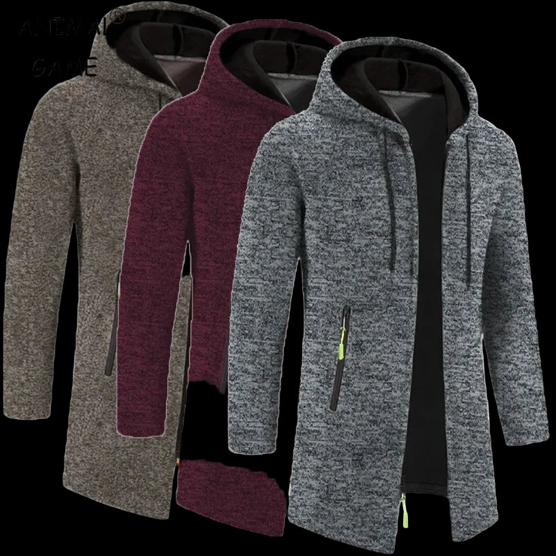 Autumn Men's Long Sleeve Sweatshirts for Men with Zipper Hooded Mens Oversize Winter Top Jacket Coat Warm Streetwear - PratSN